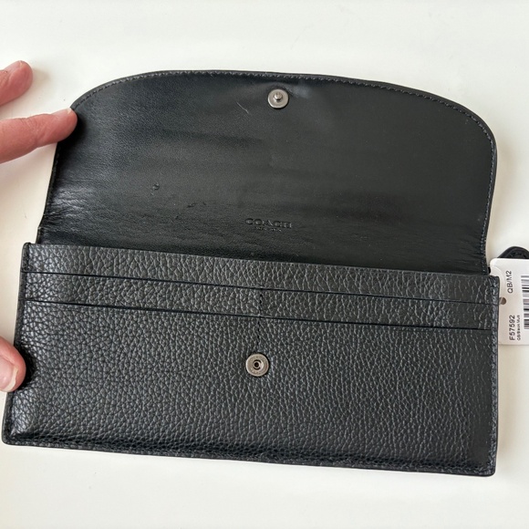 COACH SOFT BLACK WALLET BAG  WITH SNAKE EMBOSSED LEATHER TRIM (F57592) - Picture 2 of 13